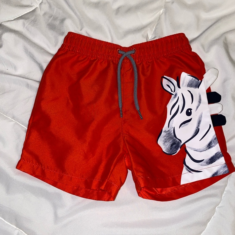 Red Zebra Toddler Swim Trunks